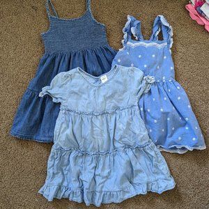 Bundle of 3 chambray dresses 3T // tiered, eyelet, summer time sundresses EUC